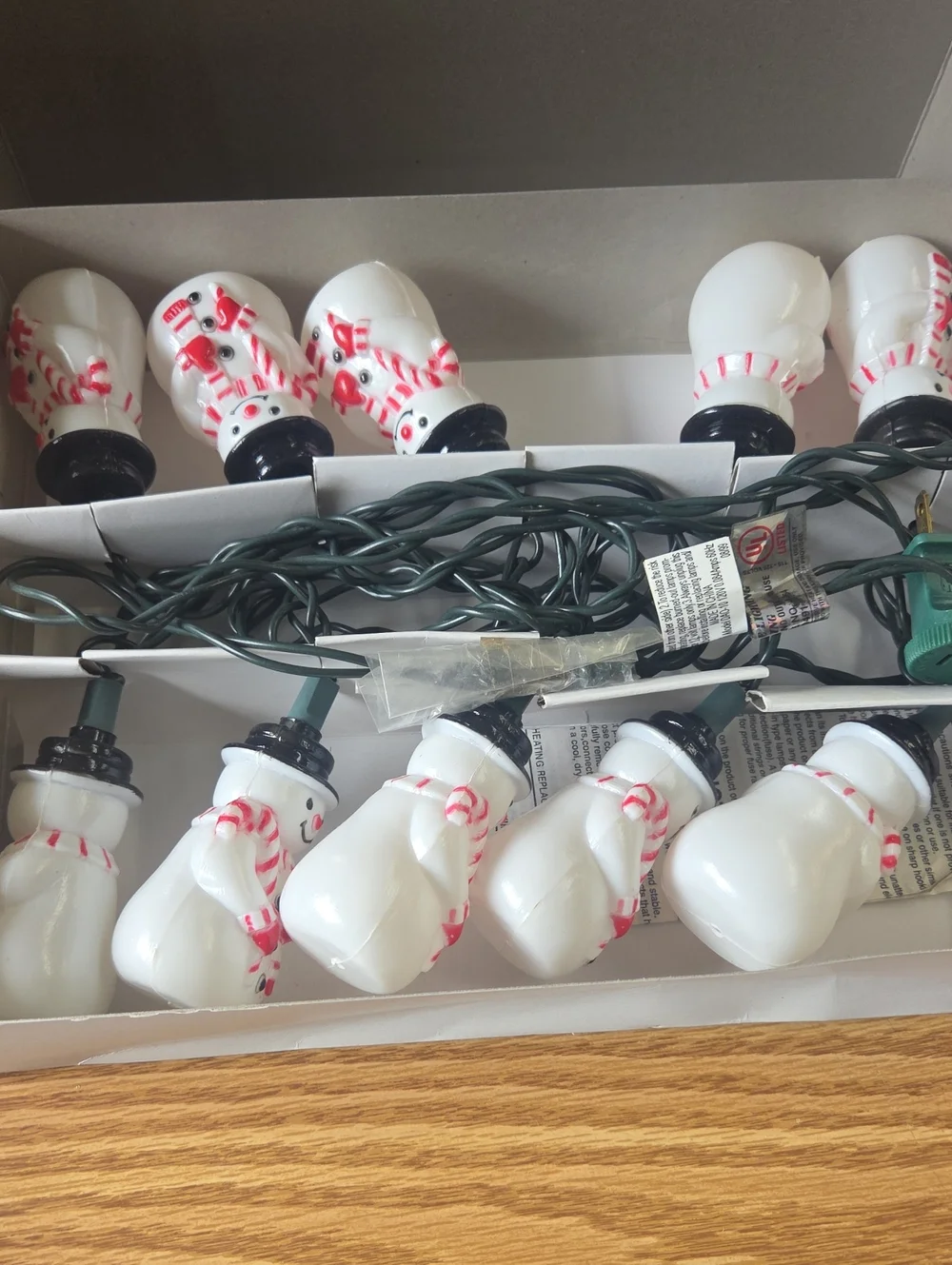 10 Light Set - Snowman Design, White Holiday Christmas Vintage